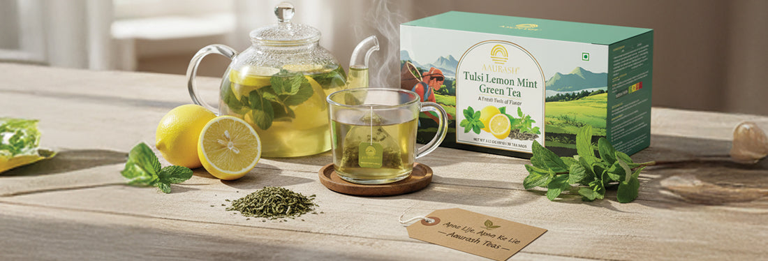 Aaurash Tulshi Lemon Mint Green Tea