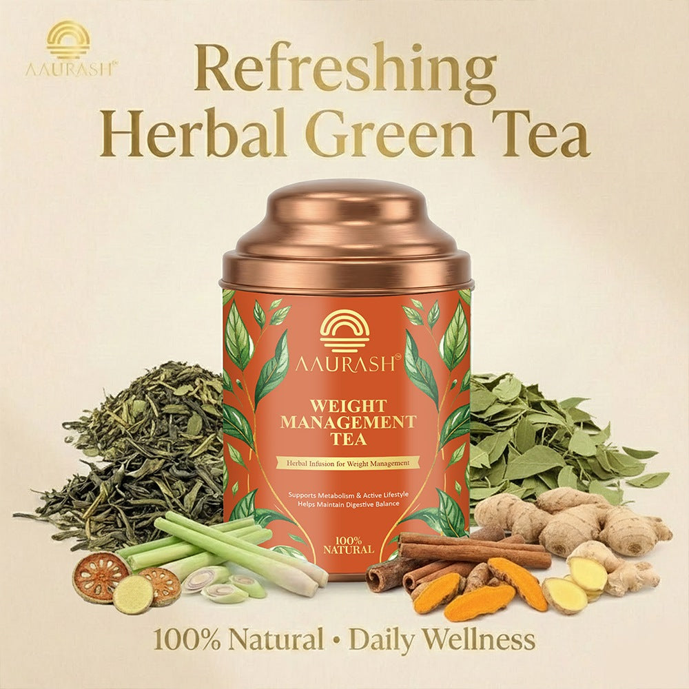 Aaurash Weight Management Tea | Herbal Metabolism Support & Detox Blend | Supports Fat Metabolism & Digestive Wellness | Caffeine-Free Herbal Tea (60 Cups)