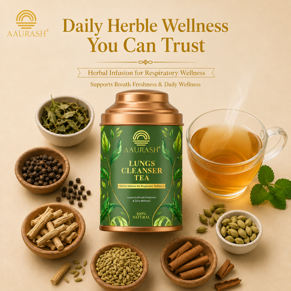 Aaurash Lungs Cleanser Herbal Tea | Breathing Comfort & Detox Support Tea | Supports Respiratory Wellness & Natural Detox | Caffeine-Free Herbal Tea