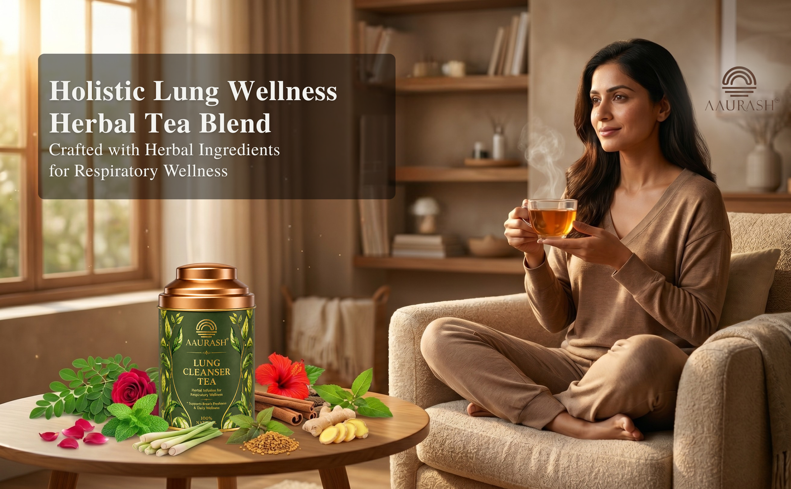 Aaurash Lungs Cleanser Herbal Tea | Breathing Comfort & Detox Support Tea | Supports Respiratory Wellness & Natural Detox | Caffeine-Free Herbal Tea