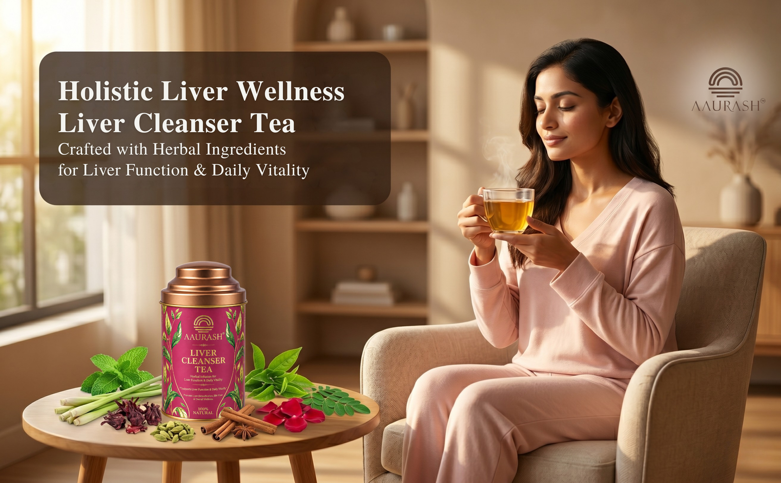 Aaurash Liver Cleanser Tea | Herbal Detox & Digestive Support Tea | Supports Liver Health & Natural Detox | Caffeine-Free Herbal Wellness Tea 60 Cups)