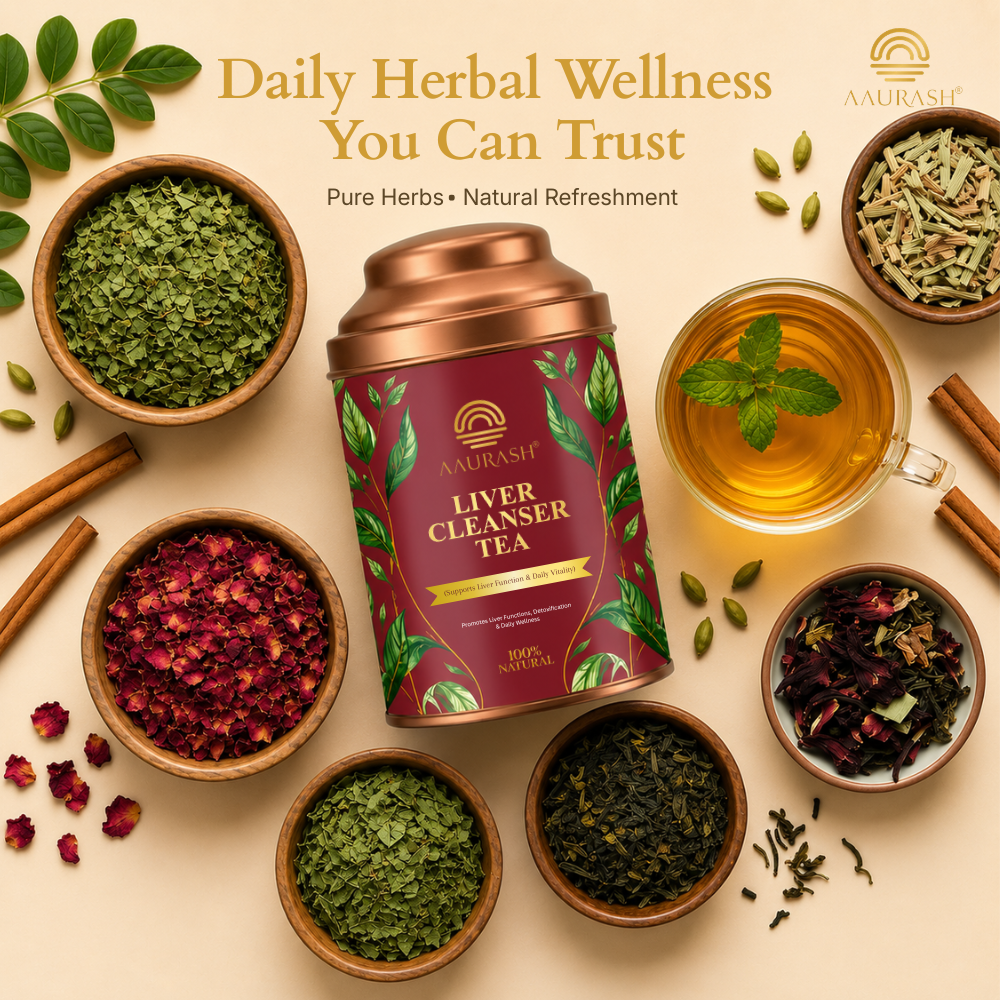 Aaurash Liver Cleanser Tea | Herbal Detox & Digestive Support Tea | Supports Liver Health & Natural Detox | Caffeine-Free Herbal Wellness Tea 60 Cups)