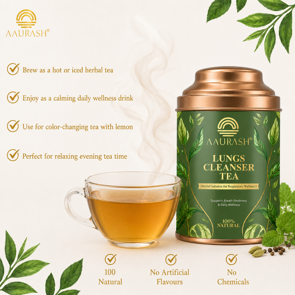 Aaurash Lungs Cleanser Herbal Tea | Breathing Comfort & Detox Support Tea | Supports Respiratory Wellness & Natural Detox | Caffeine-Free Herbal Tea