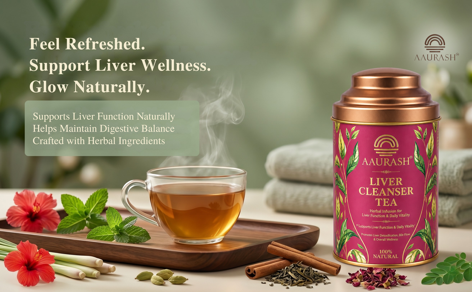 Aaurash Liver Cleanser Tea | Herbal Detox & Digestive Support Tea | Supports Liver Health & Natural Detox | Caffeine-Free Herbal Wellness Tea 60 Cups)