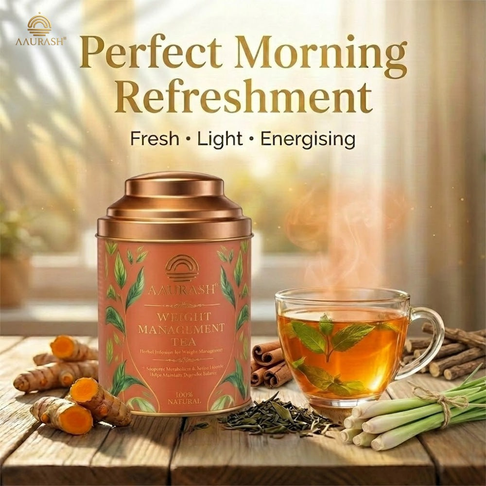 Aaurash Weight Management Tea | Herbal Metabolism Support & Detox Blend | Supports Fat Metabolism & Digestive Wellness | Caffeine-Free Herbal Tea (60 Cups)