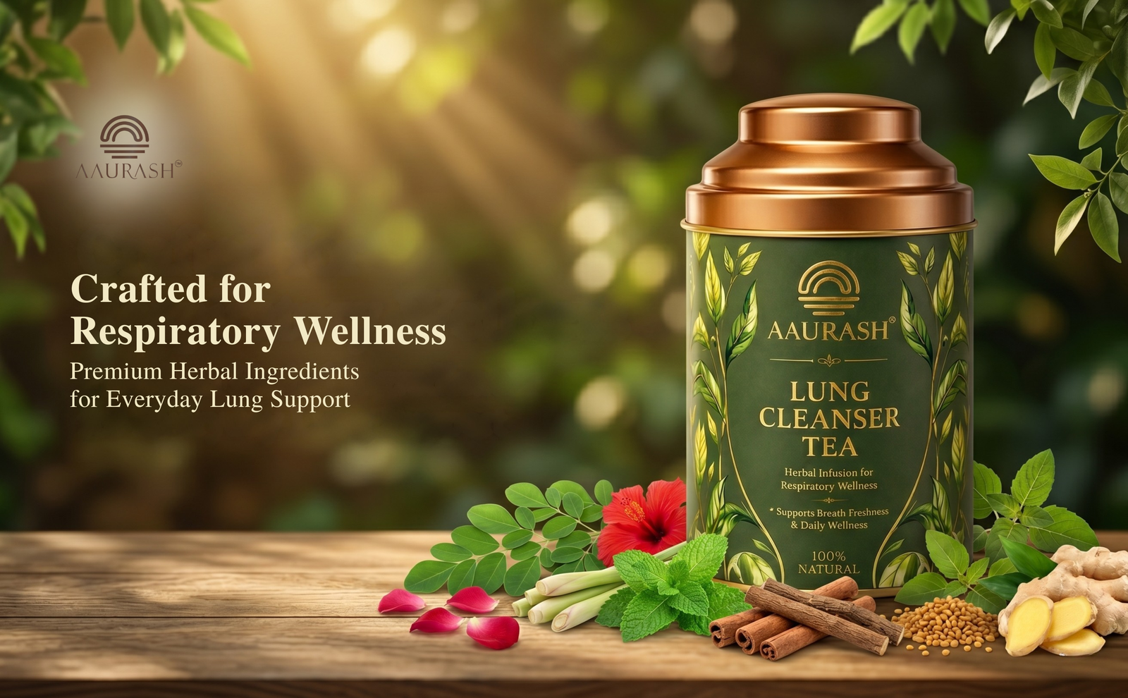 Aaurash Lungs Cleanser Herbal Tea | Breathing Comfort & Detox Support Tea | Supports Respiratory Wellness & Natural Detox | Caffeine-Free Herbal Tea