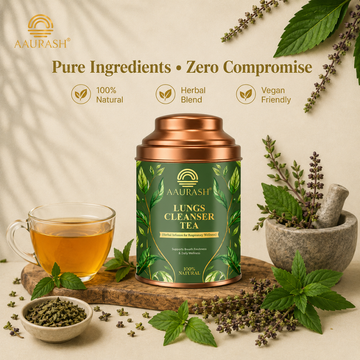 Aaurash Lungs Cleanser Herbal Tea | Breathing Comfort & Detox Support Tea | Supports Respiratory Wellness & Natural Detox | Caffeine-Free Herbal Tea
