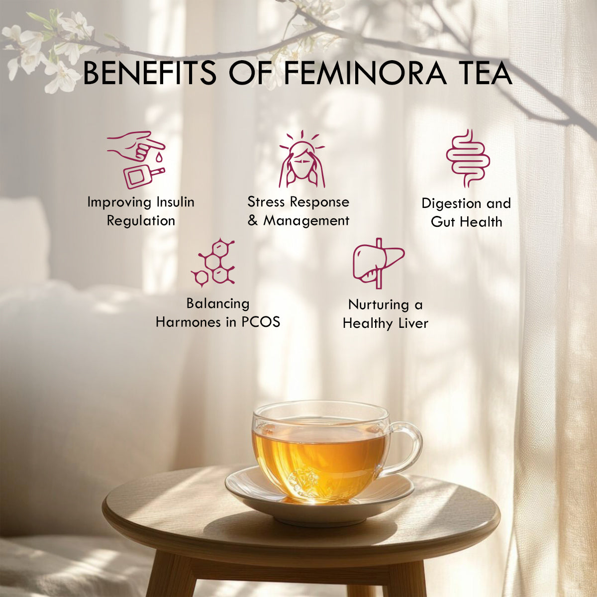 Aaurash Feminora Tea – Women’s Herbal Wellness & Hormonal Support Blend | Basil, Ashoka, Lodhra, Fennel & Spearmint | Mild Green Tea Boost | 30 Tea Bags