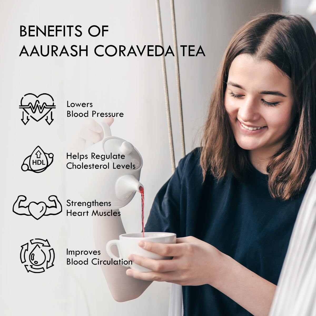 Aaurash Coraveda Tea – Herbal Heart Care Tea with Basil, Cardamom, Cinnamon & Hibiscus | Supports Cardiovascular Wellness | Caffeine-Free, 30 Tea Bags
