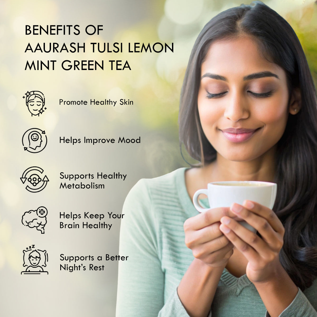 Aaurash Tulsi Lemon Mint Green Tea – Refresh, Rebalance, and Revitalize Every Sip.