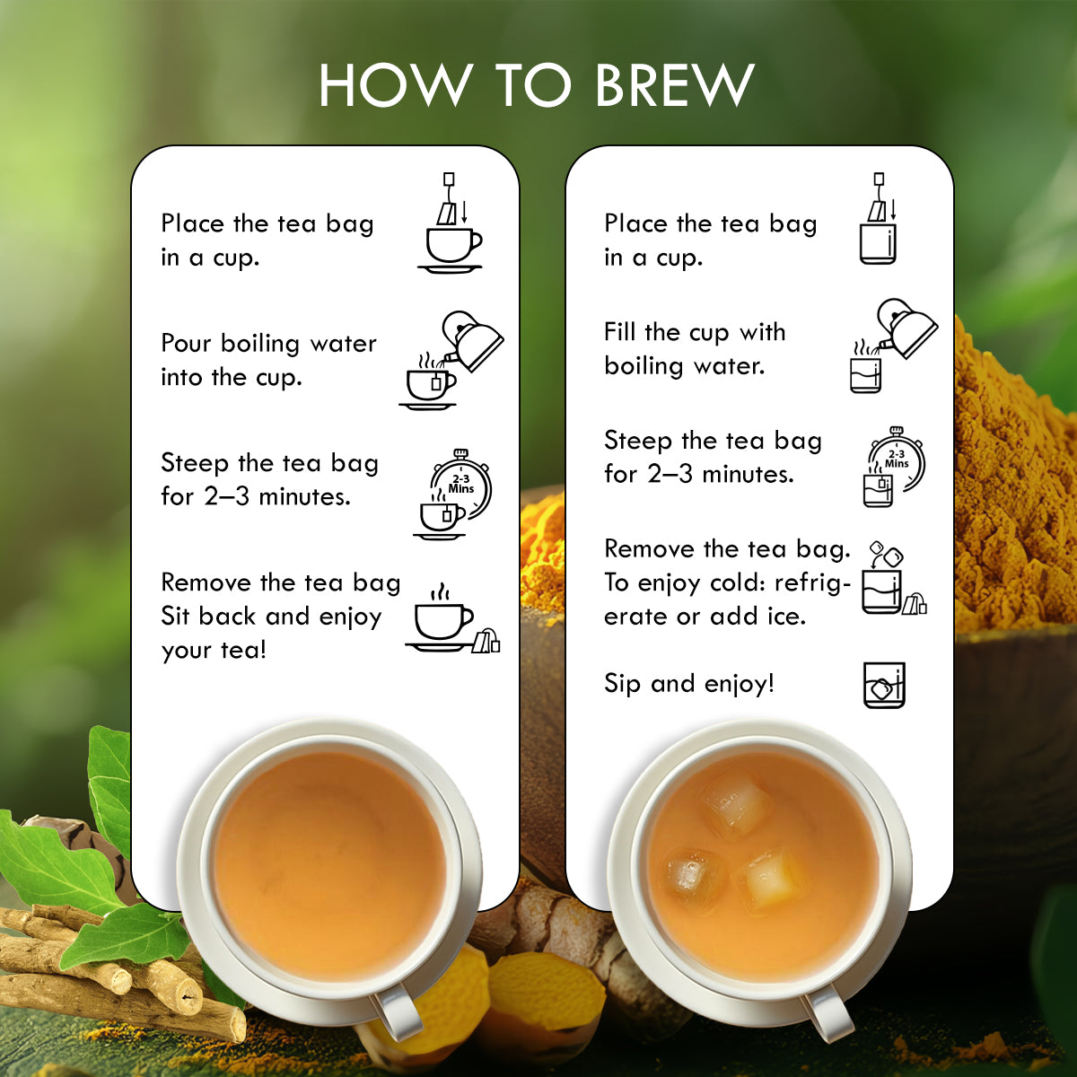 Aaurash Turmeric, Ashwagandha & Basil Herbal Tea – Caffeine-Free Adaptogenic Blend for Immunity, Stress Relief & Digestive Wellness | 30 Tea Bags (100g)