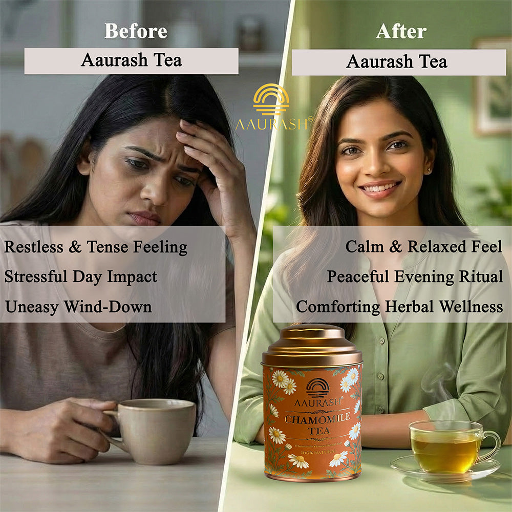 Aaurash Chamomile Tea | Supports Relaxation & Calm Routine | Naturally Caffeine | Sleep & Relaxation Blend (40gm)