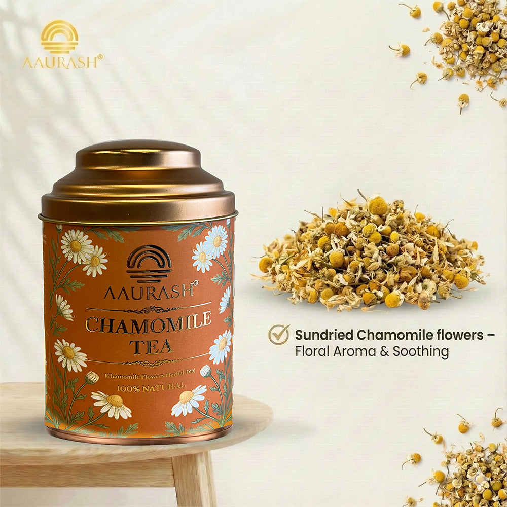 Aaurash Chamomile Tea | Supports Relaxation & Calm Routine | Naturally Caffeine | Sleep & Relaxation Blend (40gm)