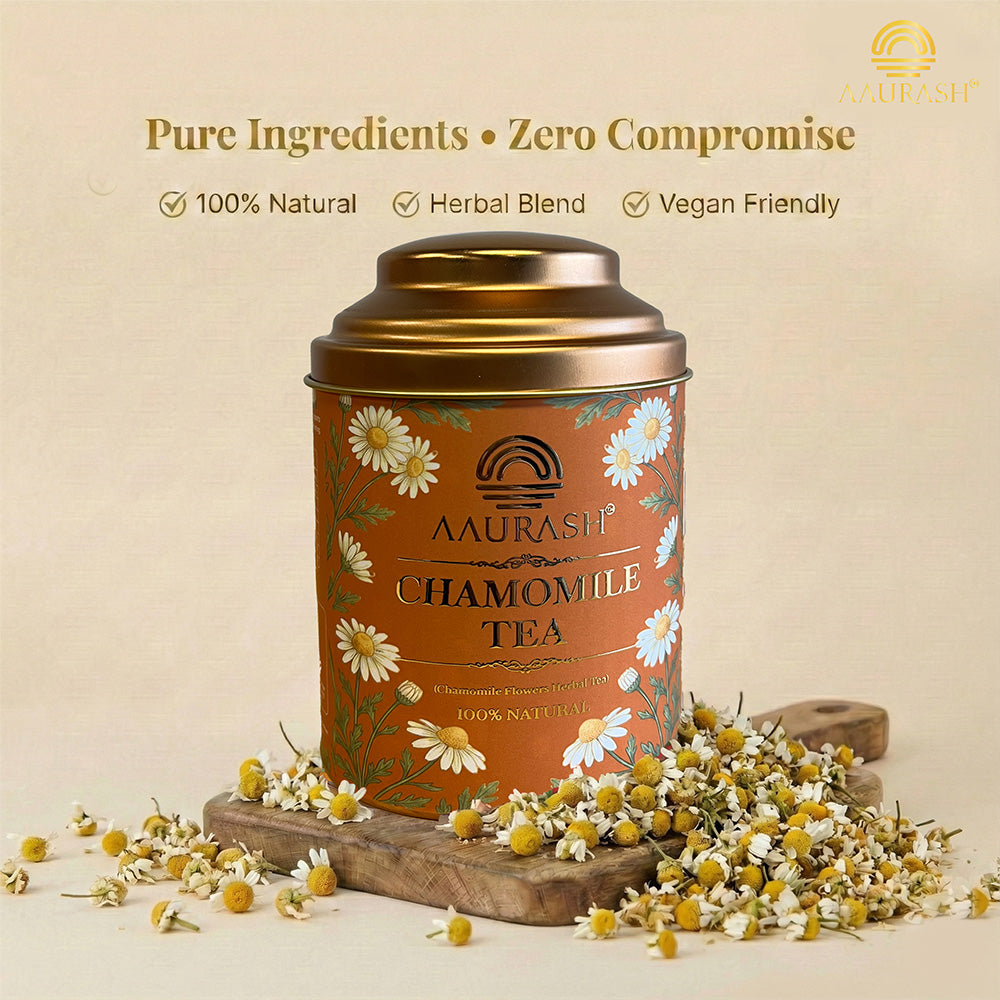 Aaurash Chamomile Tea | Supports Relaxation & Calm Routine | Naturally Caffeine | Sleep & Relaxation Blend (40gm)