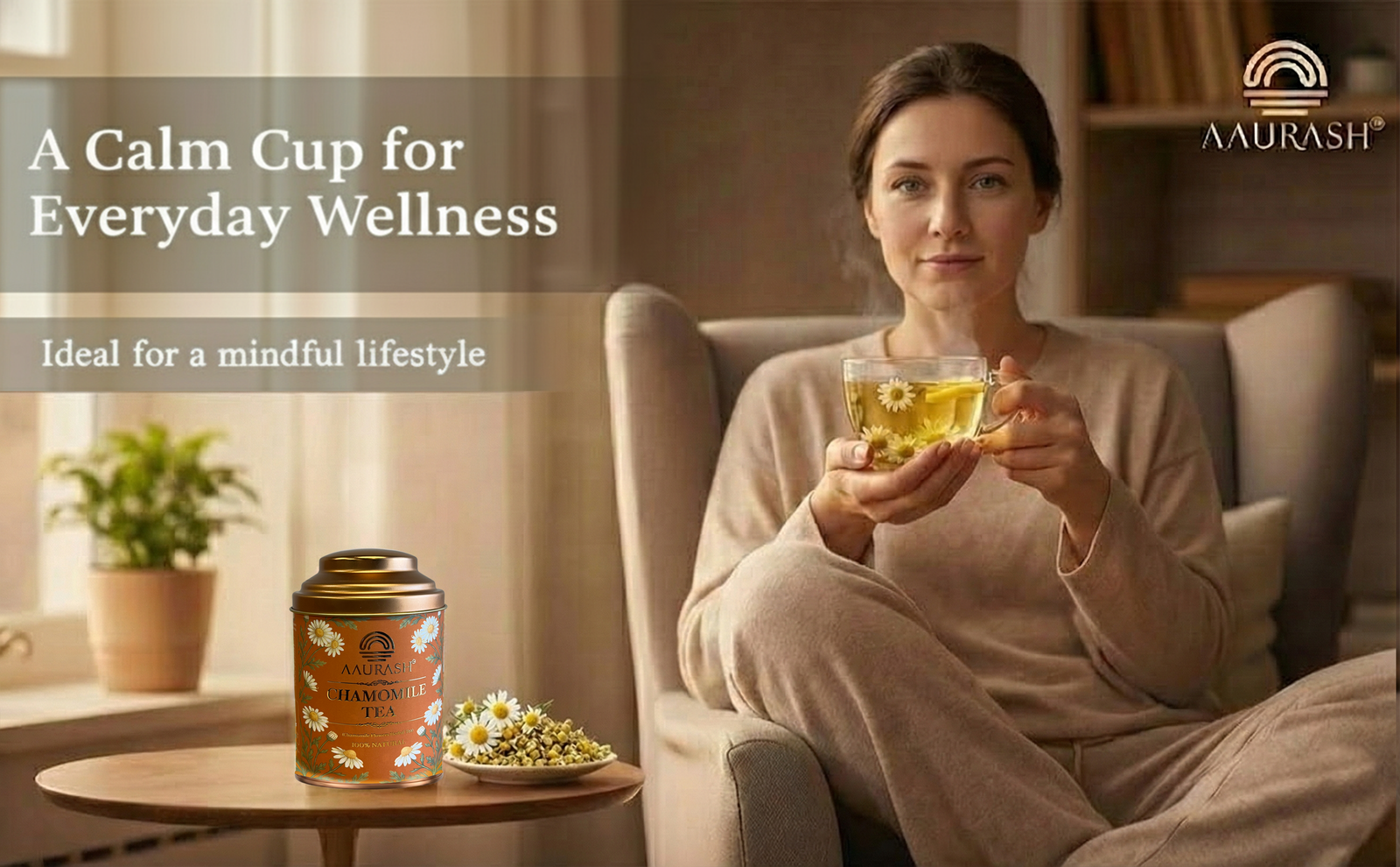 Aaurash Chamomile Tea | Supports Relaxation & Calm Routine | Naturally Caffeine | Sleep & Relaxation Blend (40gm)