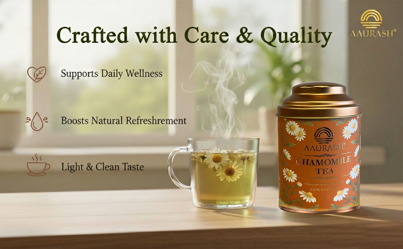 Aaurash Chamomile Tea | Supports Relaxation & Calm Routine | Naturally Caffeine | Sleep & Relaxation Blend (40gm)