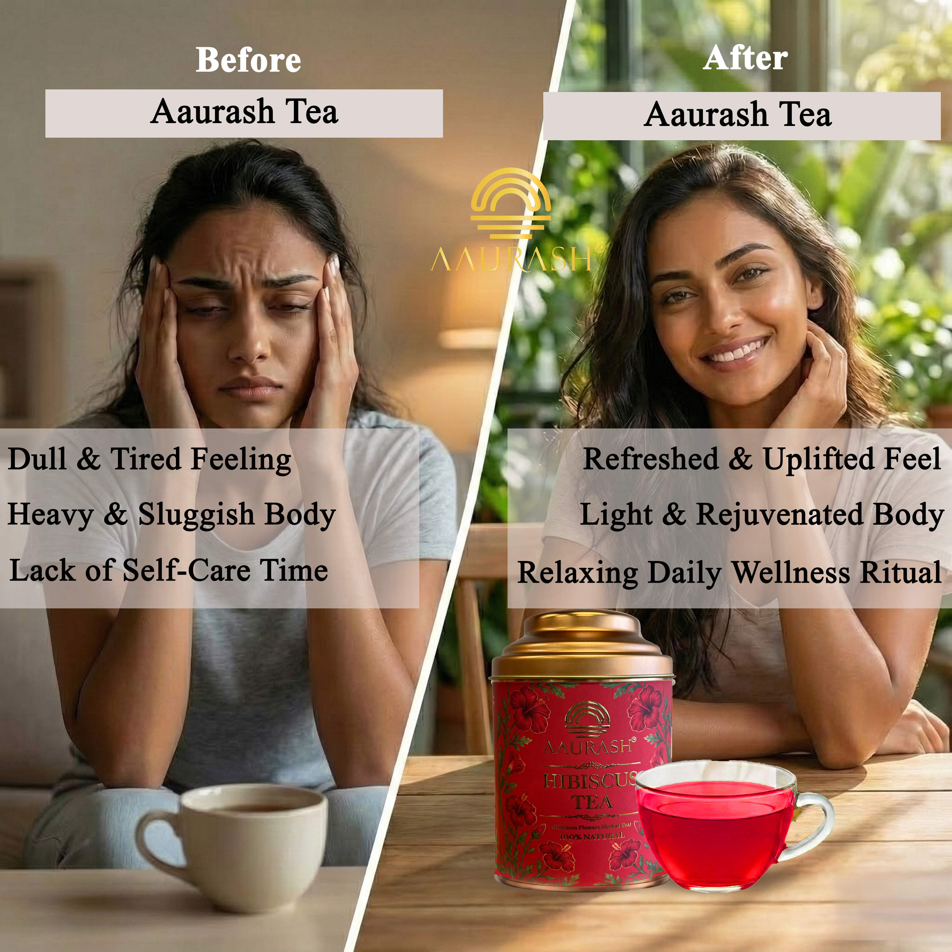 Aaurash Hibiscus Tea | Antioxidant & Caffeine-Free | Premium Flower Tea | Supports Natural Wellness & Skin Glow (40 gm)