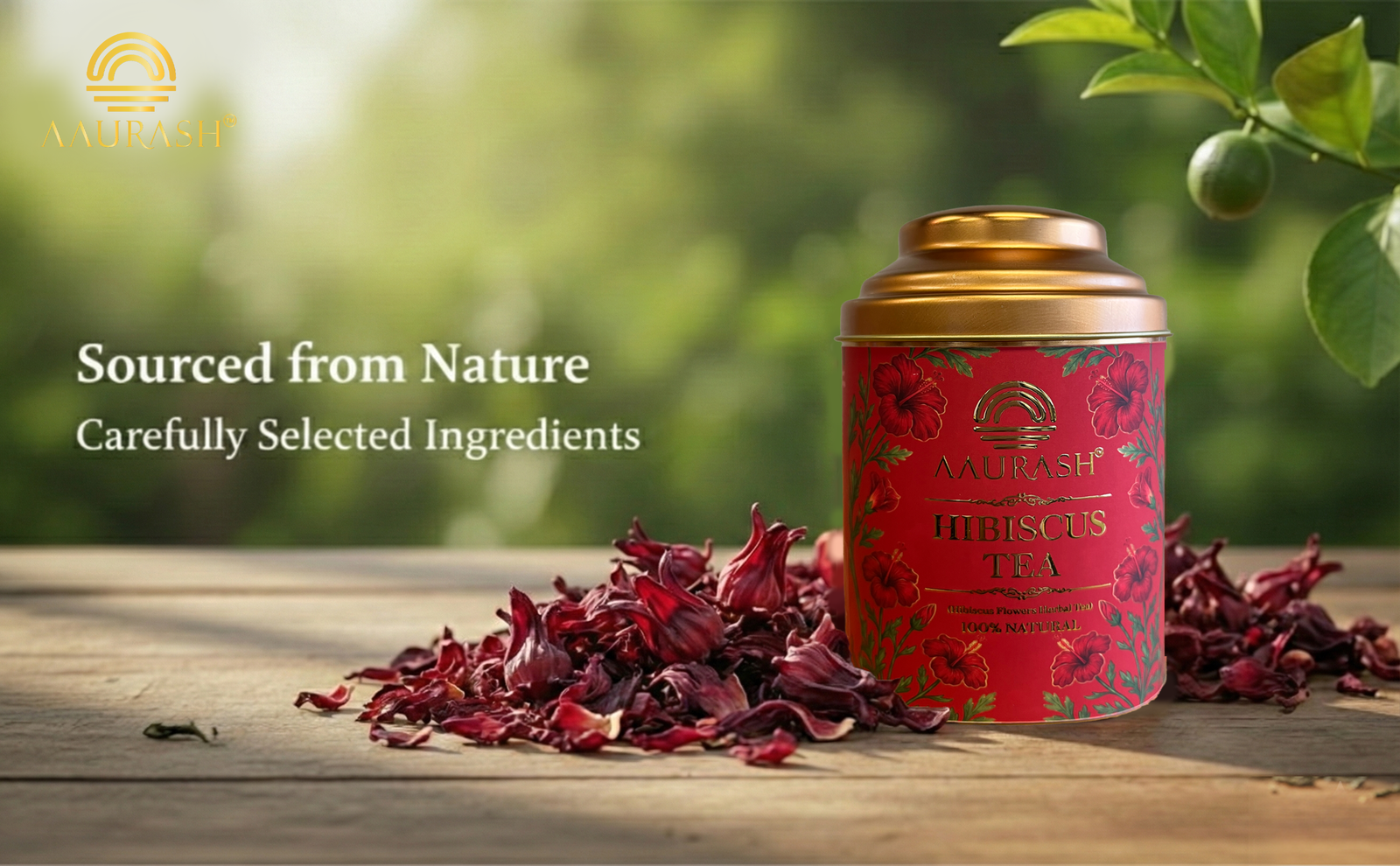 Aaurash Hibiscus Tea | Antioxidant & Caffeine-Free | Premium Flower Tea | Supports Natural Wellness & Skin Glow (40 gm)