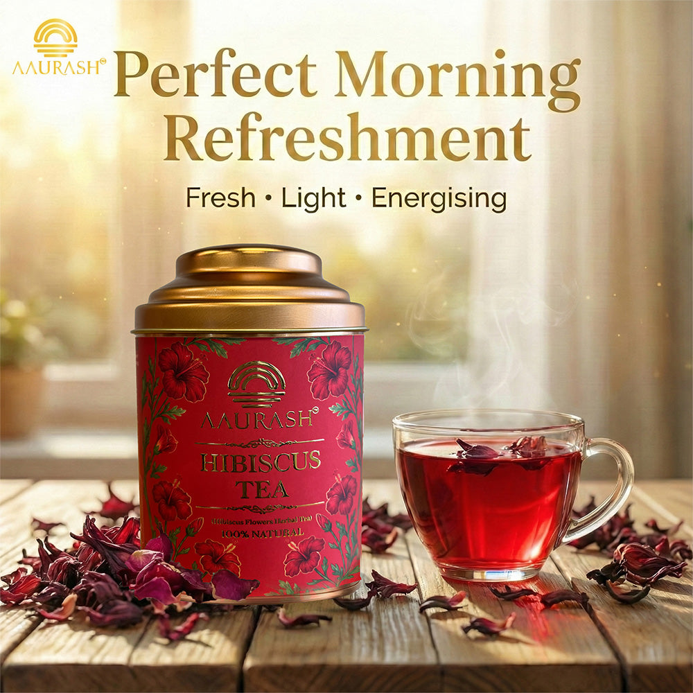 Aaurash Hibiscus Tea | Antioxidant & Caffeine-Free | Premium Flower Tea | Supports Natural Wellness & Skin Glow (40 gm)