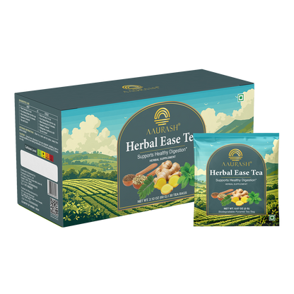 Aaurash Herbal Ease Tea – Natural Digestive Tea Blend with Fennel, Ajwain, Ginger & Senna – Supports Healthy Digestion & Bloating Relief – 30 Bags Pack | Light Caffeine Blend