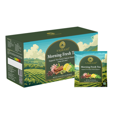 Aaurash Morning Fresh Tea – Energizing Herbal Wellness Blend with Green Tea, Tulsi, Ginger & Lemon | Natural Energy, Immunity & Digestive Support | 30 Tea Bags
