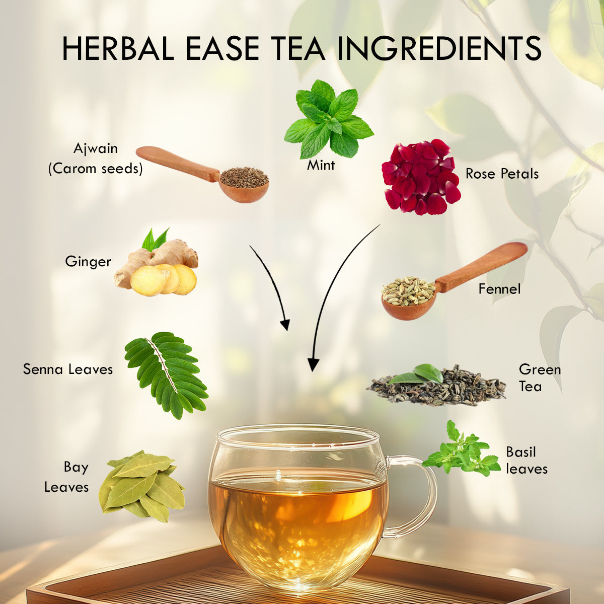 Aaurash Herbal Ease Tea – Natural Digestive Tea Blend with Fennel, Ajwain, Ginger & Senna – Supports Healthy Digestion & Bloating Relief – 30 Bags Pack | Light Caffeine Blend