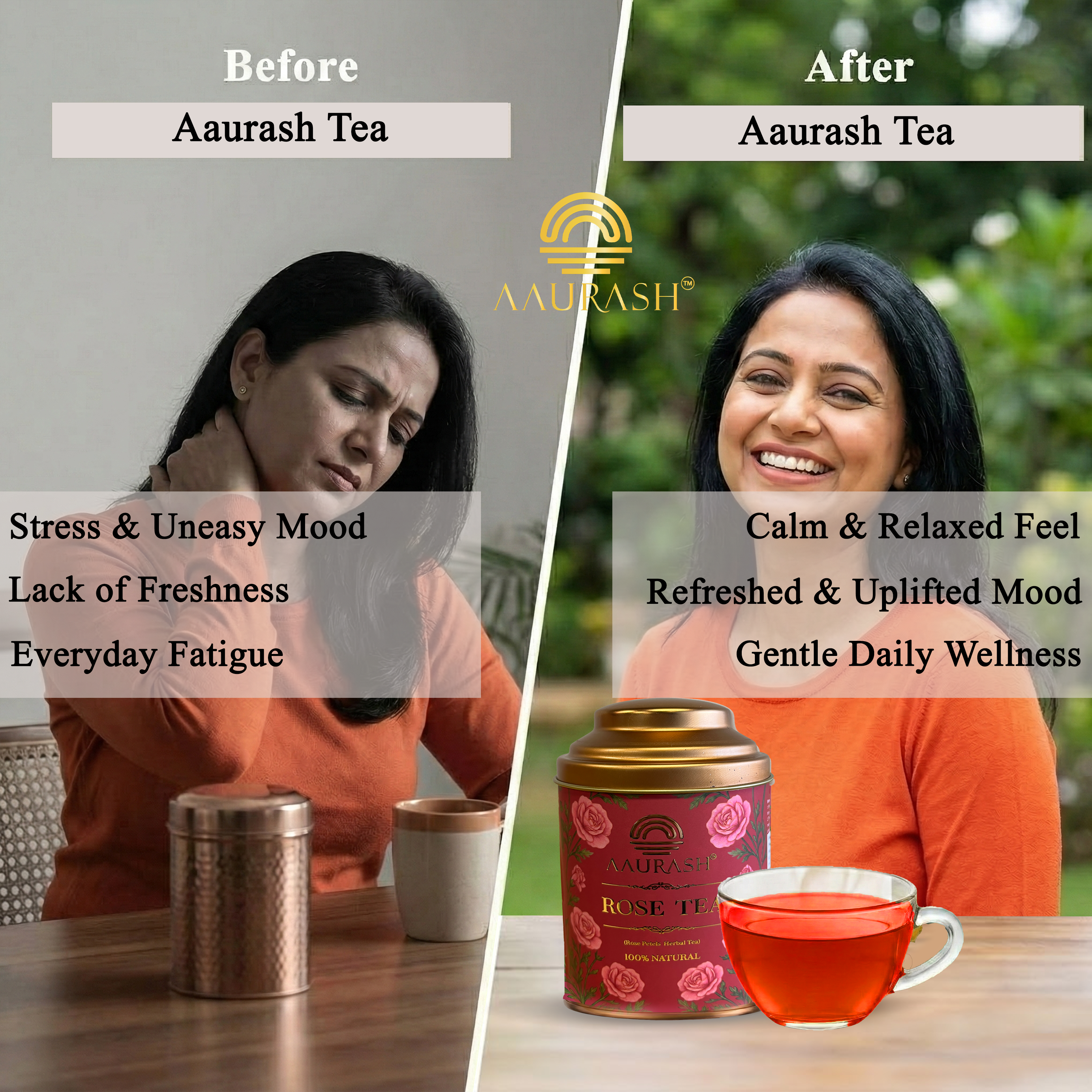 Aaurash Rose Tea | Natural Antioxidants | Caffeine Free | Loose Rose Petals (40gm)