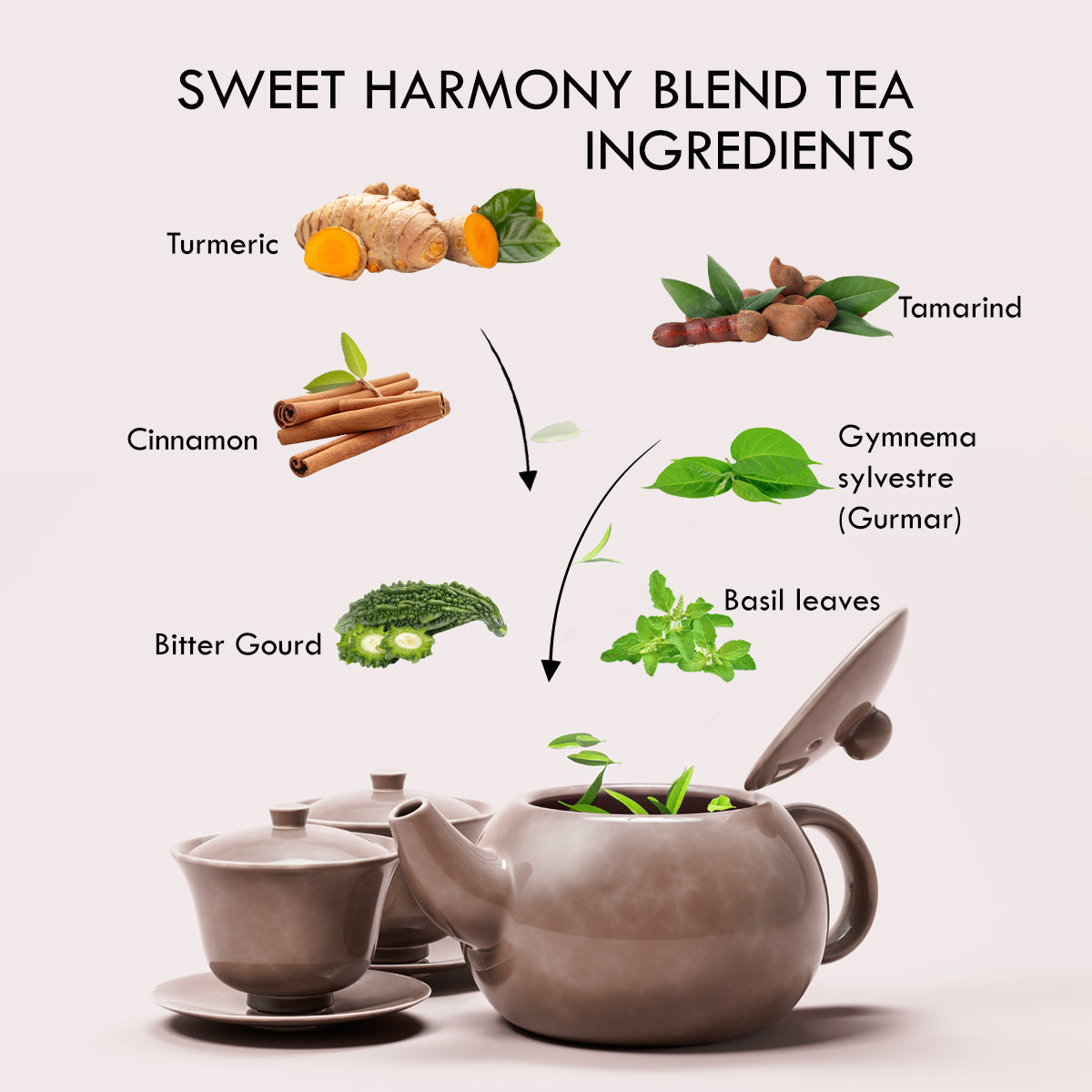 Aaurash Sweet Harmony Herb Blend Tea – Blood Sugar Support Herbal Tea, Caffeine-Free, With Bitter Gourd, Gymnema & Cinnamon | Digestive & Metabolic Wellness | 100 g / 30 Tea Bags