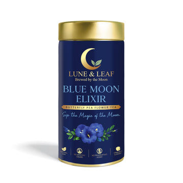 Lune & Leaf Blue Moon Elixir Herbal Tea | Premium Butterfly Pea Flower Infusion | Naturally Caffeine-Free Blue Tea | Floral Herbal Brew | Hot & Iced Tea