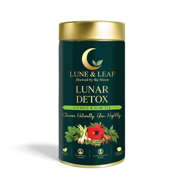 Lune & Leaf Lunar Detox Herbal Tea | Peppermint, Lemongrass, Hibiscus, Cardamom, Cinnamon & Green Tea Blend | Refreshing Herbal Infusion | Hot & Iced Tea