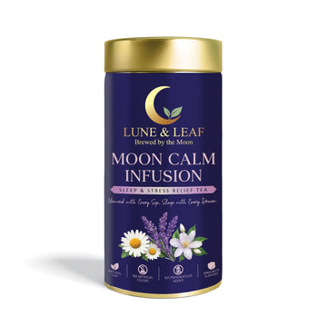 Lune & Leaf Moon Calm Infusion Herbal Tea | Chamomile, Lavender & Jasmine Flower Blend | Naturally Caffeine-Free Floral Herbal Tea | Aromatic Tea Infusion | Hot & Iced Tea