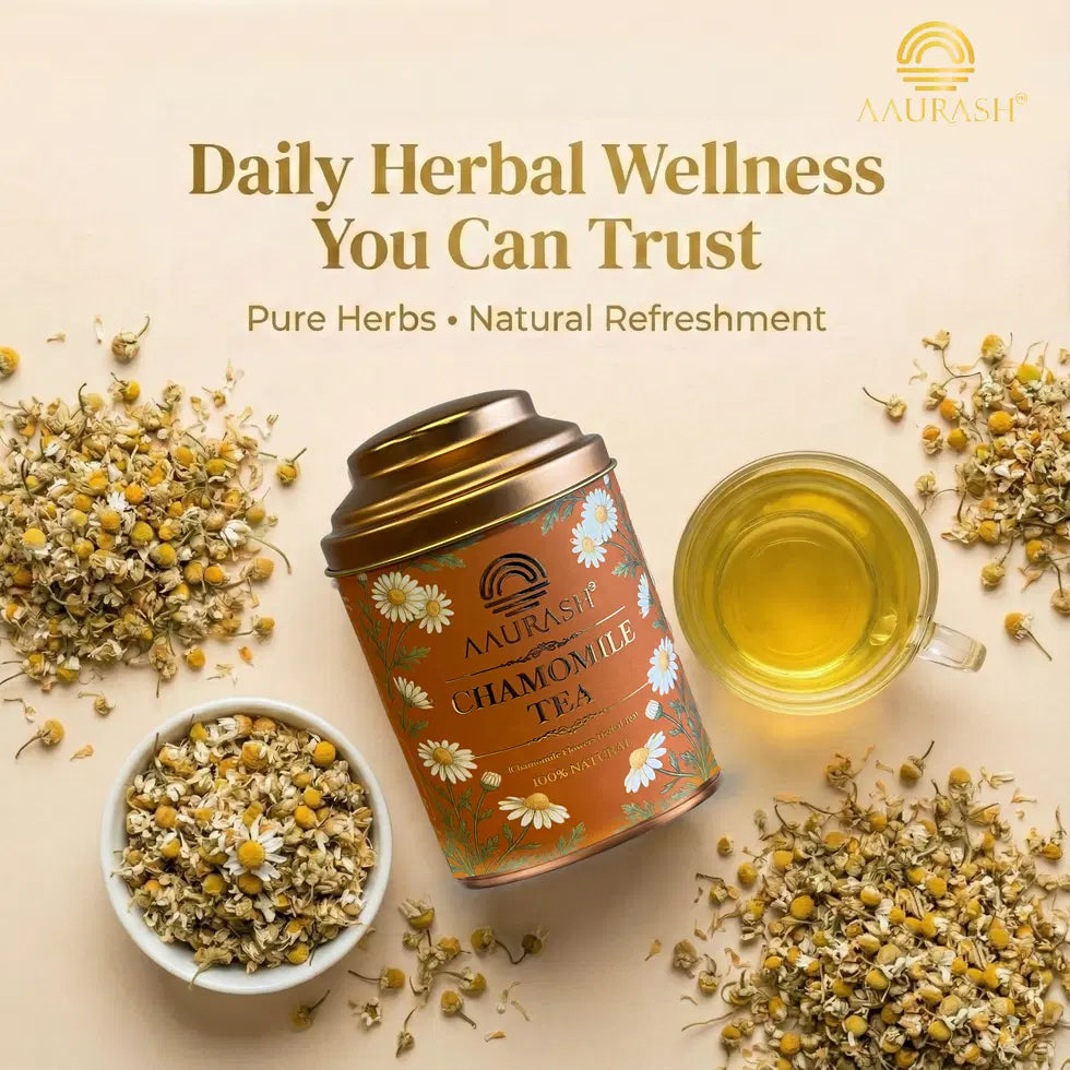 Aaurash Chamomile Tea | Supports Relaxation & Calm Routine | Naturally Caffeine | Sleep & Relaxation Blend (40gm)