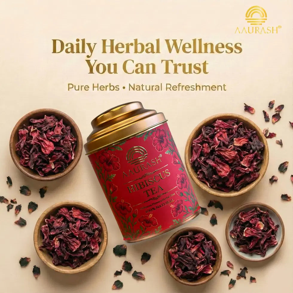 Aaurash Hibiscus Tea | Antioxidant & Caffeine-Free | Premium Flower Tea | Supports Natural Wellness & Skin Glow (40 gm)