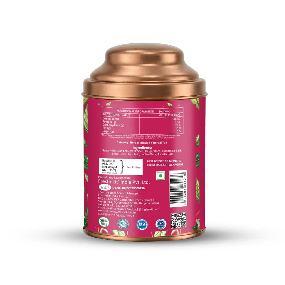 Aaurash Fembloom Herbal Tea | Women Wellness Support Tea | Supports Hormonal Balance, PCOS/PCOD Care & Period Comfort | Natural Caffeine-Free Herbal Tea (60)gm