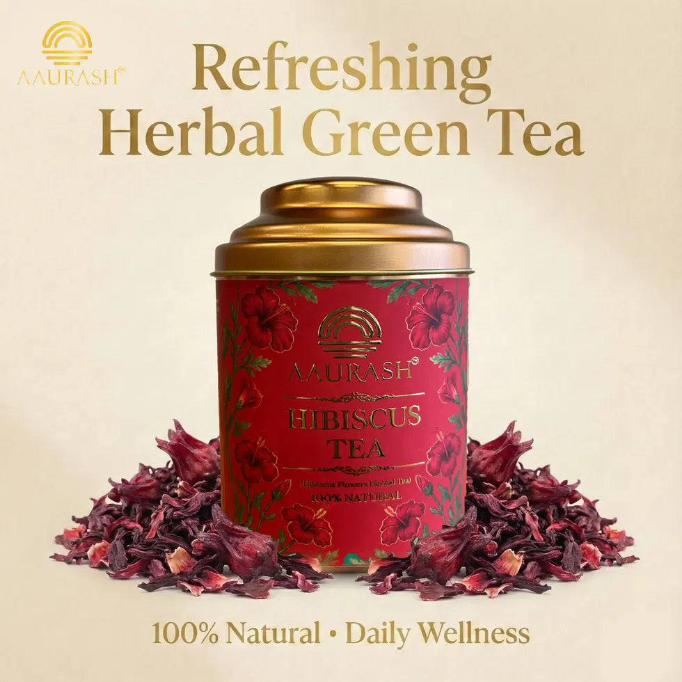 Aaurash Hibiscus Tea | Antioxidant & Caffeine-Free | Premium Flower Tea | Supports Natural Wellness & Skin Glow (40 gm)
